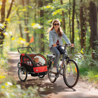Aosom 2-in-1 Bike Trailer for Kids, Foldable Baby Stroller Carrier - Red-Fits two kids under 43.3" (110 cm) in height 