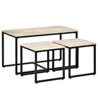 HOMCOM Nesting Coffee Table for Living Room - Natural Wood - 3 Pack-The plastic pads on the bottom of the legs prevent your floor from scratches