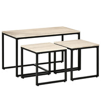 HOMCOM Nesting Coffee Table for Living Room - Natural Wood - 3 Pack-The plastic pads on the bottom of the legs prevent your floor from scratches