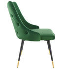 Modway Adorn Performance Velvet Dining Side Chair - Emerald - 2 Pack-Black Tapered Legs