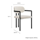 Modway Elio Barrel Fabric and Metal Dining Chair - Black/Cream-Padded Seat and Backrest