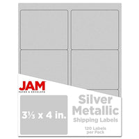 JAM Paper Mailing Address Labels, 3 1/3" x 4", Silver Metallic, 120 Pack (336731903)-Mailing address labels