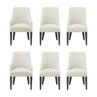 Manhattan Comfort Beever Modern Chenille Upholstered Dining Chair and Arm Chair Set - Cream - Set of 6-6-Piece Modern Dining Chair and Armchair for Dining Room and Task Use