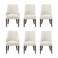 Manhattan Comfort Beever Modern Chenille Upholstered Dining Chair and Arm Chair Set - Cream - Set of 6-6-Piece Modern Dining Chair and Armchair for Dining Room and Task Use