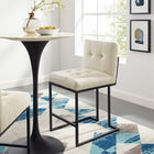 Modway Privy Black Stainless Steel Upholstered Fabric Counter Stool - Black Beige-Soft Polyester Fabric Upholstery