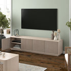 Hudson&Canal Hanson TV Stand for TV's up to 85" - Alder White-Product Dimensions: 15.5" L x 78.5" W x 20" H