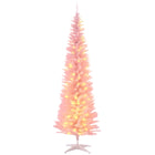 HOMCOM 6' Pre-Lit Artificial Christmas Tree with Warm White LED Lights - Pink-6 foot tall artificial Christmas tree in a slim pencil style design 
