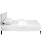 Modway Macie Vinyl Full Platform Bed with Squared Tapered Legs - White-Center Rail with Support Two Legs