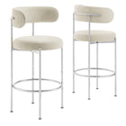 Modway Albie Fabric Bar Stools - Beige/Silver - 2 Pack-Modern Bar Stools - Set of 2