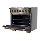 Kucht 36" KEG Series Pro Style Propane Ready Gas Range - Gemstone -Heavy-duty cast-iron cooking grates deliver serious heat and allow cookware to be moved between burners without lifting