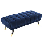 Modway Adept 47.5" Performance Velvet Bench - Midnight Blue-Bench Weight Capacity: 440 lbs.