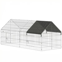 PawHut Metal Chicken Coop Small Animal Cage - 71" L x 29.5" W x 29.5" H - Black H-70.9" L x 29.5" W x 29.5" H run offers humane space, reducing crowding and stress