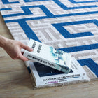 Modway Nahia Geometric Maze Area Rug - 8 ft W x 10 ft L - Ivory Light Grey/Blue-Gripping Jute Fabric Underside