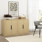 Manhattan Comfort Rivington 60" Modern 4-Door Sideboard - Natural Oak-4 spacious tiers provide generous hidden storage for dining storage, living room organization, or entryway styling