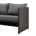 Manhattan Comfort Menton Modern Patio 2-Seater and Lounge Chair Set with Coffee Table - Brown/Grey-Frame Made of Steel Wrapped in PVC Rattan Perfect for Outdoor Weather