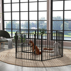 PawHut 6-Panel Heavy Duty Dog Playpen for Small & Medium Dogs-Seven ground stakes securely anchor any configuration