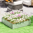 Outsunny Galvanized Steel Planter Raised Garden Bed - 47" L x 47" W x 12" H - Light Green-Suitable for planting vegetables, herbs, flowers in your yard 