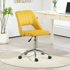 Vinsetto Armless Swivel Computer Desk Chair - Yellow-Soft and chic velvet-touch fabric