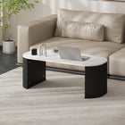 HOMCOM Coffee Table with Marble-Effect Top - Black-15" (38 cm) height allows easy cleaning under this coffee table