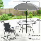 Outsunny 8 Pieces Patio Table and Chairs Set with Umbrella for Garden - Black-Each bench supports up to 220 lb. (100 kg), ensuring robust usability