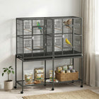 PawHut 56" Rolling Parrot Cage with Detachable Rolling Stand-Includes 8 wooden perches and 8 food containers for convenience
