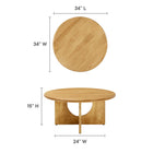 Modway Rivian Round 34" Coffee Table - Oak-Solid Mango Wood