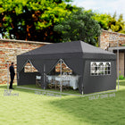 Outsunny 10' ft W x 20 ft L Pop Up Tent Outdoor Easy Folding Gazebo Party Tent - Black-Sidewalls with hook and loop fasteners for easy assembly and removal, 4 with large pane window for maximum viewing