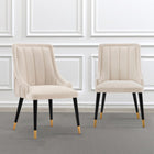 Manhattan Comfort Eda 22.83" Modern Velvet Upholstered Dining Chair - Cream - Set of 2-Frame Made of High Quality Elm Wood with Metal Brushed Gold Tips for Fashion and Durability