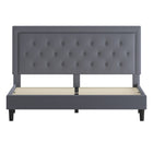 Flash Furniture Roxbury King Size Tufted Upholstered Platform Bed - Light Grey Fabric-15 Wood Support Slats