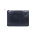Ashlin Designer Emerson Natural Milled Cowhide Large Leather Pouch for 11" iPad/MacBook - Navy Blue-It can perfectly insert your iPad