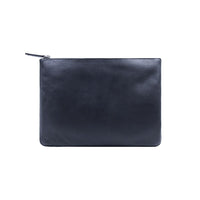 Ashlin Designer Emerson Natural Milled Cowhide Large Leather Pouch for 11" iPad/MacBook - Navy Blue-It can perfectly insert your iPad