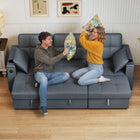 HOMCOM Pull Out Sleeper Sofa Bed with USB Ports and Chaise Storage - Dark Grey-Assembly required