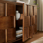 Modway Foundry Woven Design Buffet Storage Cabinet - 71" - in Walnut-Cable Management Holes