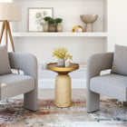 Zuo Cendre Side Table - Gold/Beige-Maximum Weight Capacity: 20
