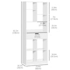 HOMCOM Tall Bookshelf with Drawer - White-Anti-toppling design prevents the bookcase from falling forwards 