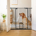 PawHut 41" Pet Gate with Walk Through Door - Black-This safety gate for stairs allows the door can swing in both directions
