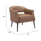 Zuo Berkeley Accent Chair - Vintage Brown-3 year limited warranty