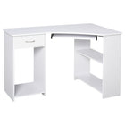 HOMCOM 47.2" L-Shaped Desk with Keyboard Tray - White-Simple, modern design in a clean colourway is suitable for all home and office spaces