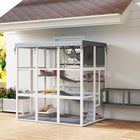 PawHut 71" Catio Outdoor Cat Enclosure with Weatherproof Tarp - Grey-Oxford fabric shields against rain and UV rays 