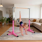Soozier Professional Home Gymnastics Bar with 13-level Adjustable Height, Gym Fitness - Pink-Non-slip rubber wrapped base corner for safety 