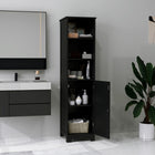 Kleankin Tall Narrow Bathroom Storage Cabinet - Black-Compact and narrow design for small spaces