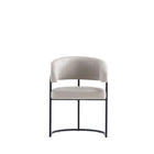 Manhattan Comfort Augusta 23.6" Modern Leatherette Upholstered Dining Chair - Light Grey - Set of 2-Rounded Backrest. Seat Height: 19.9"