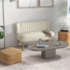 HOMCOM 46" Upholstered Loveseat Sofa with Wood Legs - Cream White-Deep foam padded seat cushion with spring pack inside to sink in comfortably
