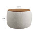Modway Perla Woven Heathered Fabric Upholstered Storage Ottoman - Heathered Weave/Ivory-Sturdy Plywood Frame