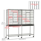 PawHut 64" H Large Metal Bird Cage with Detachable Rolling Stand - Black-Detachable for easy transport 