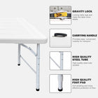 Homy Casa 4 ft Wood-Grain Portable Plastic Foldable Table with 4 adjustable Heights - White-The 4 ft size is ideal for camping, picnics, and parties