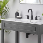 Modway Altura 36" Bathroom Vanity - Grey/White-8-Inch Centerset Holes