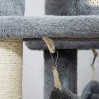 PawHut 55" Activity Center Cat Tree Tower with Hanging Ball Toys, Condo, Hammocks and Ramp - Grey-Materials: Particleboard, Plush, Sisal 