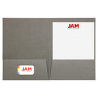 JAM Paper Two Pocket Presentation Folders, Grey Linen, 12 Pack (3084g)-12 per pack