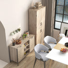 HOMCOM 69.5" H 6-Tier Kitchen Pantry Cabinet with 4 Doors - Natural Wood-Equipped with anti tipping wall attachments for added safety 